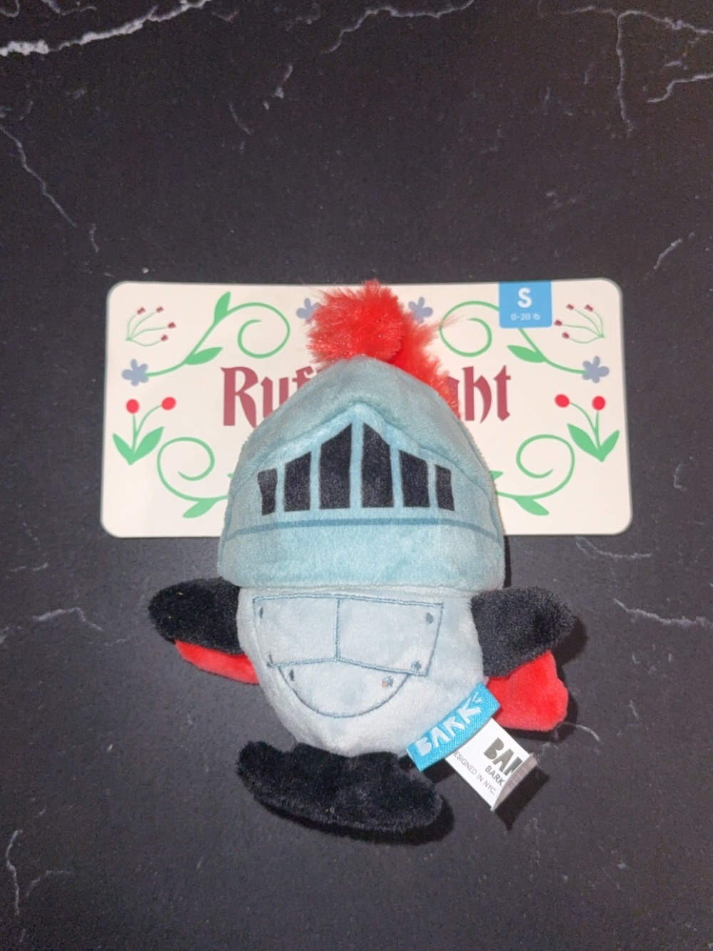 Bark Light Blue Knight Plush Toy with Red Plume